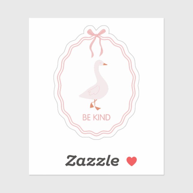 Be Kind Cute Goose with Pink Ribbon Frame  Sticker (Sheet)