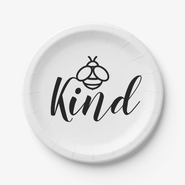 Be Kind - cute honey bee design Paper Plates (Front)