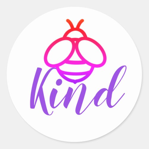 Be Kind _ cute pink red purple honey bee design Classic Round Sticker