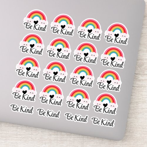 Be Kind Cute Rainbow Heart Sticker Pack