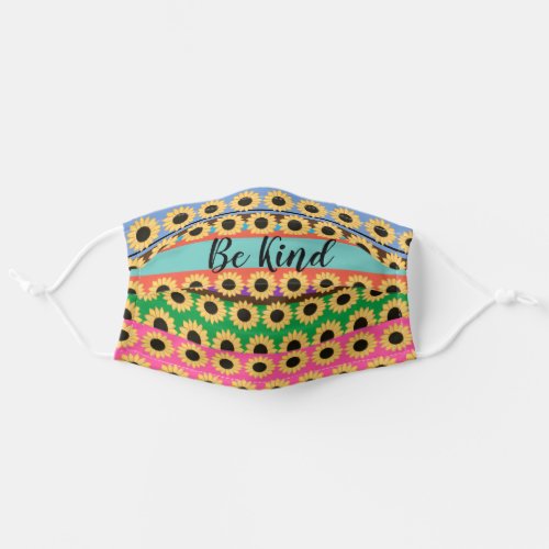 Be Kind Cute Rustic Chic Sunflowers Colorful Adult Cloth Face Mask