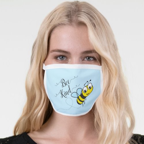 Be Kind Cute Sweet Fun Bumble Bee Baby Blue Face Mask