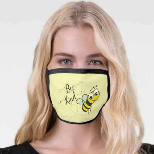 Be Kind Cute Sweet Fun Bumble Bee Yellow Face Mask