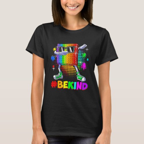 Be Kind Dabbing Pop It Puzzle Piece Autism Awarene T-Shirt