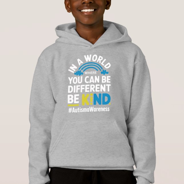 Be Kind Different Autism Awareness Rainbow Design  Hoodie (Front)