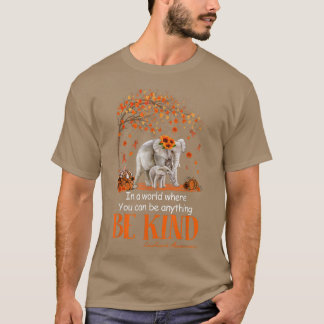 Be Kind Elephant Sunflower Orange Leukemia Awarene T-Shirt