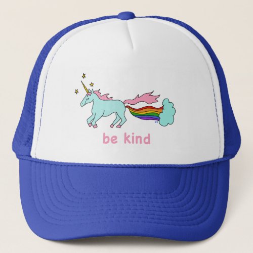 Be Kind farting rainbows unicorn hat