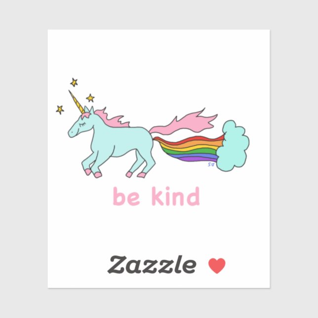 Be Kind Farting Unicorn Love Sticker (Sheet)