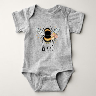 Be Kind Floral Cute Bee Inspirational Design Baby Bodysuit