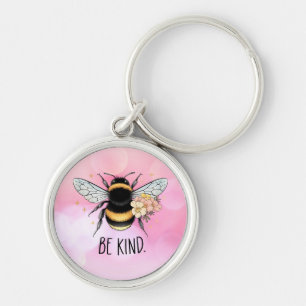 Be Kind Floral Cute Bee Inspirational Design Keychain