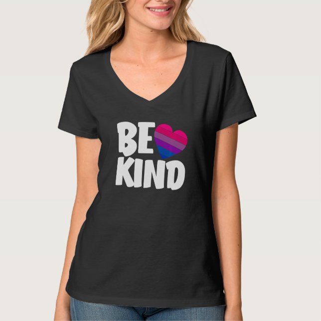 Be Kind Funny Bi Pride Flag Bisexual Premium T-Shirt (Front)
