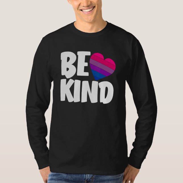 Be Kind Funny Bi Pride Flag Bisexual T-Shirt (Front)