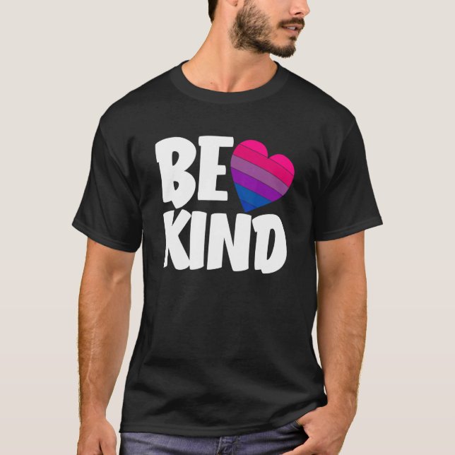 Be Kind Funny Bi Pride Flag Bisexual T-Shirt (Front)