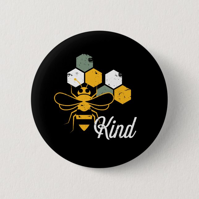 Be Kind Funny Kindness Bee Puns for Beekeeper Button (Front)