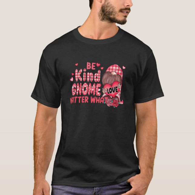 Be Kind Gnome Matter What Cute Pink Christmas T-Shirt (Front)