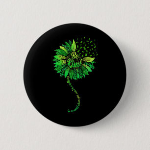 Be Kind Green Ribbon Sunflower Mental Health Aware Button