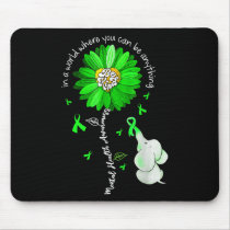 Be Kind Green Ribbon Sunflower Mental Health Aware Mouse Pad