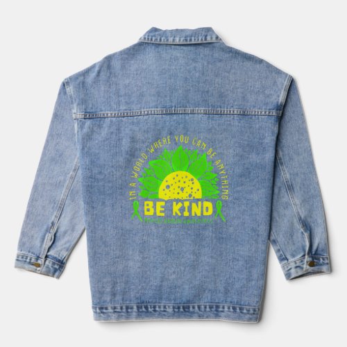 Be Kind Green Ribbon Sunflower Mental Health  Denim Jacket