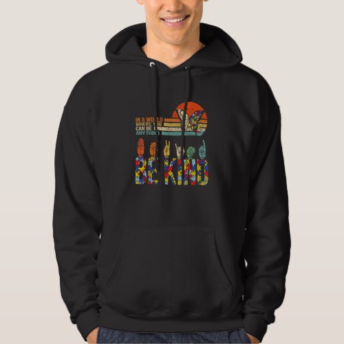 Be Kind Hand Sign Language Asl Puzzle Autism Aware Hoodie