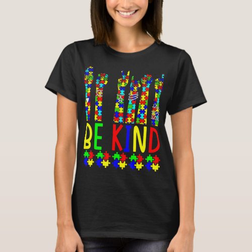 Be Kind Hand Sign Language Puzzle Autism Awareness T_Shirt