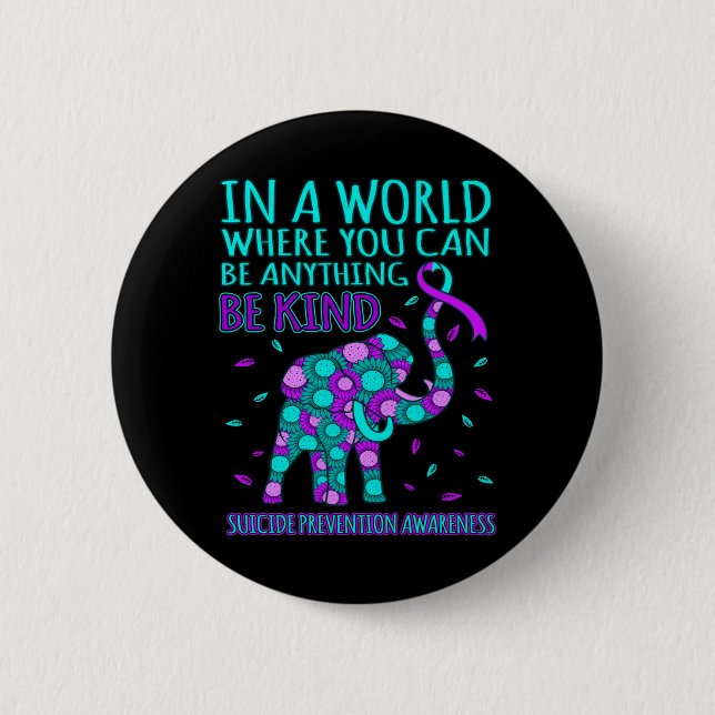 Be Kind Happy Prevention Awareness Support Graphic Button (Front)