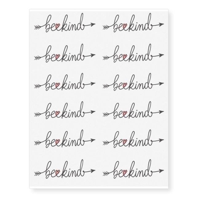 Be Kind Heart Arrow Temporary Tattoos (Front)