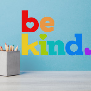 Be kind heart rainbow positive slogan wall decal