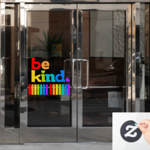 Be kind heart rainbow positive slogan window cling