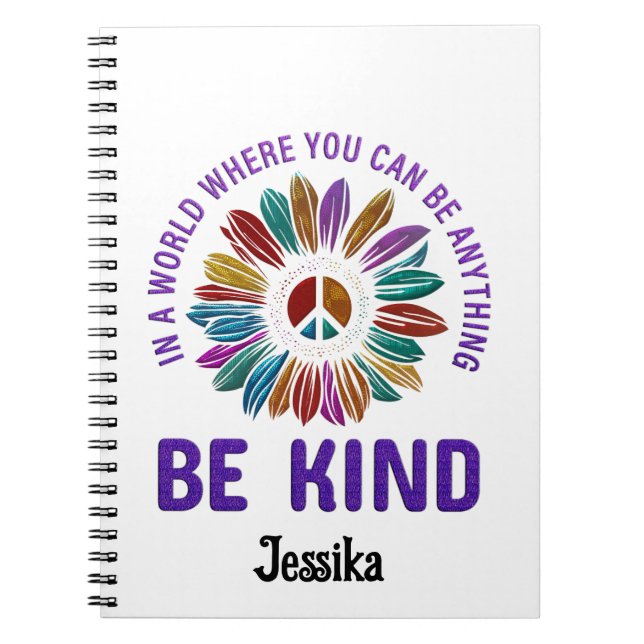 Be Kind Hippie Boho Custom Personalized  Notebook (Front)