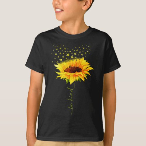 Be Kind Hippie Sunflower I Love You Deaf ASL Sign  T_Shirt