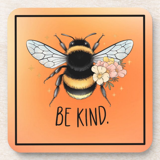 Be Kind Honey Bee Clipart-57650 Beverage Coaster (Front)