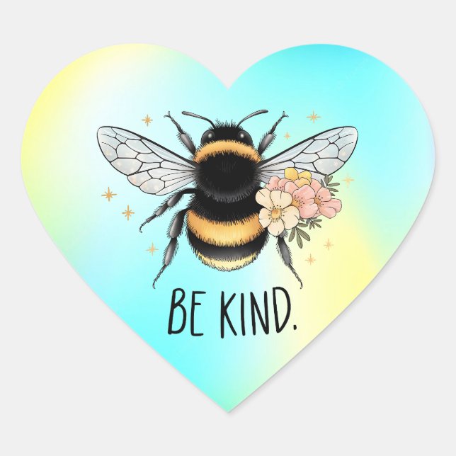 Be Kind Honey Bee Clipart-57650 Heart Sticker (Front)