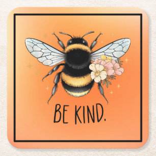 Be Kind Honey Bee Clipart-57650 Square Paper Coaster