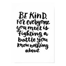Be Kind Inspirational Art Quote in Black and White