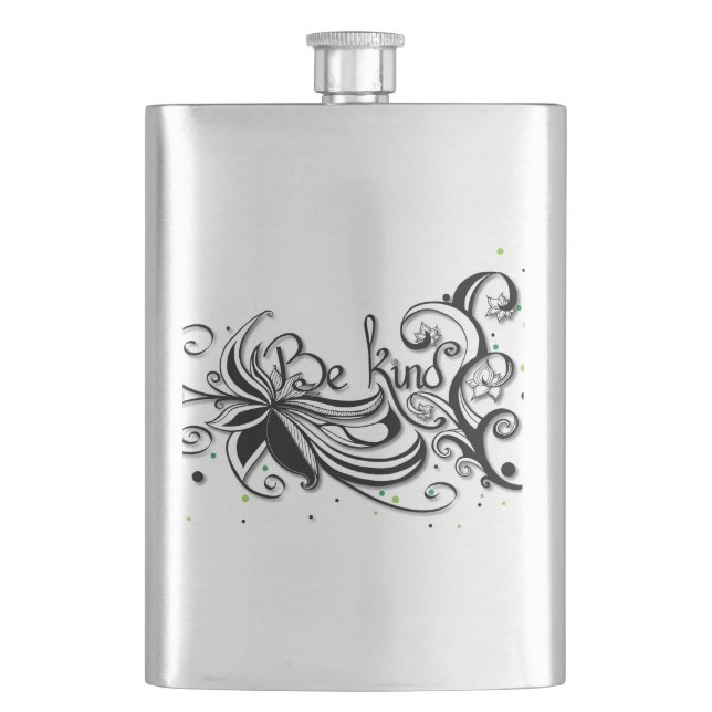 BE KIND! Inspirational calligraphy quote Flask (Front)