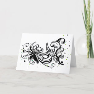 BE KIND! Inspirational calligraphy quote Letterpress Thank You Card