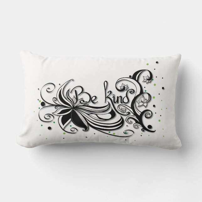 BE KIND! Inspirational calligraphy quote Lumbar Pillow (Front)