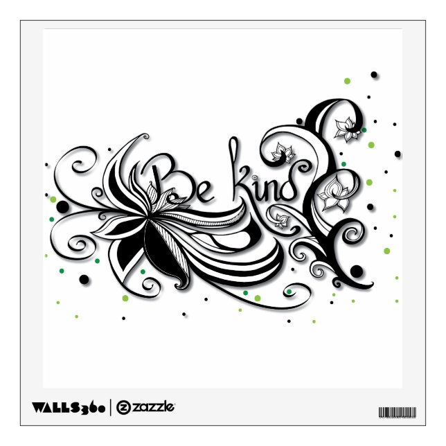 BE KIND! Inspirational calligraphy quote Wall Sticker (Front)