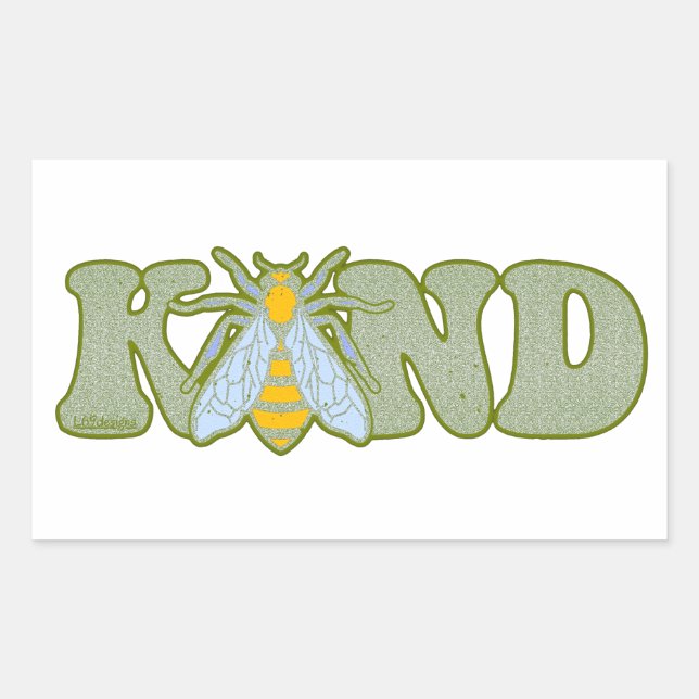 BE KIND inspirational motivational bee             Rectangular Sticker (Front)