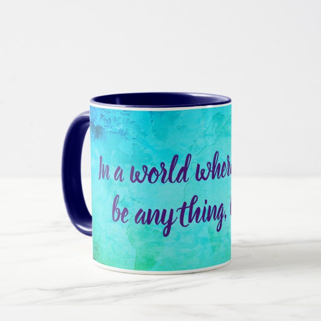 Be kind inspirational quote blue green mug (Front Left)