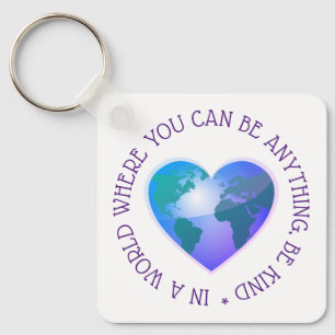 Be kind inspirational quote globe keychain