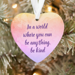 Be kind inspirational quote pink ornament