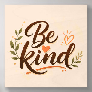 Be Kind Inspirational Typography Wood Photo Tile