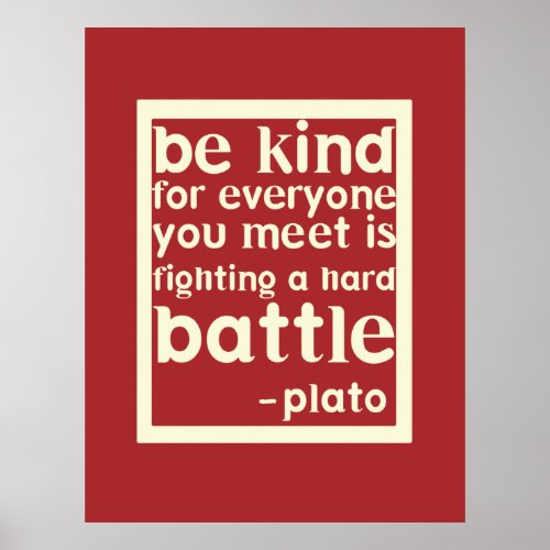 Be Kind Inspirational Words Poster _ Red