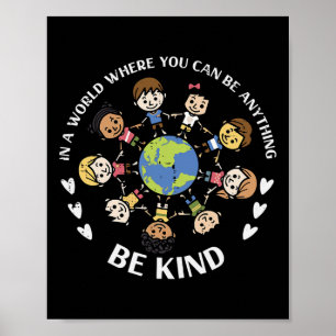 Be Kind Kids Earth Anti Bullying Unity Day Orange  Poster