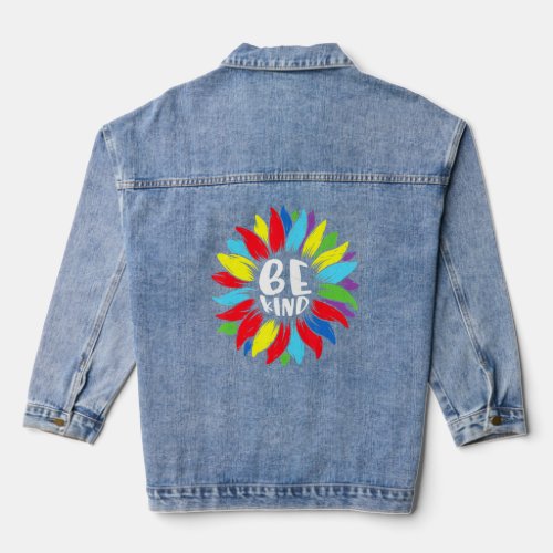 Be Kind Kindness Sunflower Puzzle Autism Awareness Denim Jacket