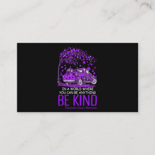 Be Kind Leopard Purple Truck Pancreatic Cancer Aut Business Card