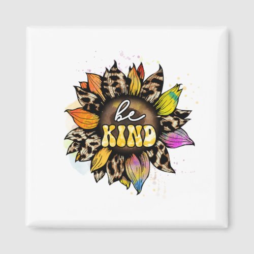 Be Kind Leopard Sunflower Magnet