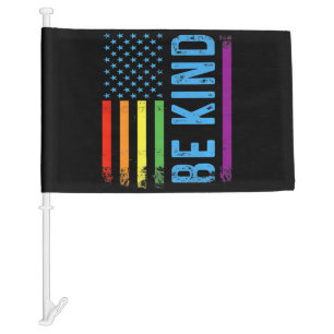 Be Kind Lgbt Lgbtq Gay Pride Rainbow Car Flag