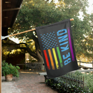 Be Kind Lgbt Lgbtq Gay Pride Rainbow House Flag